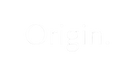 Origin. Wordmark logo in white, with transparent background.